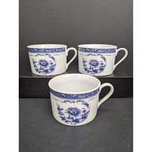 Formalities by Baum Bros Blue Rose Collection Flat Coffee Cup 6 Oz Lot of 3